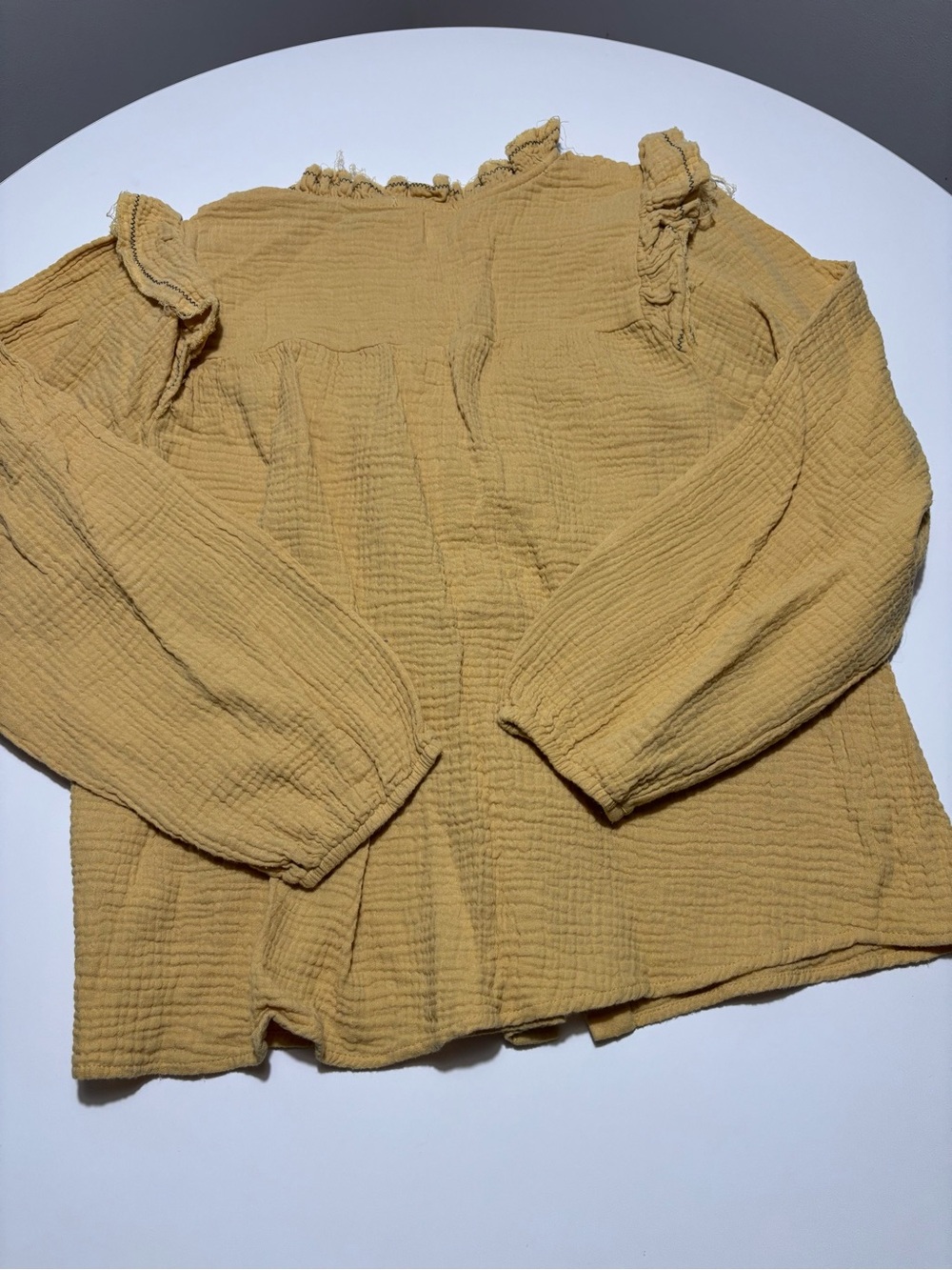 Easel Yellow Frills & Thrills Long Sleeve Cotton Gauze / Muslin Top - Picture 6 of 6